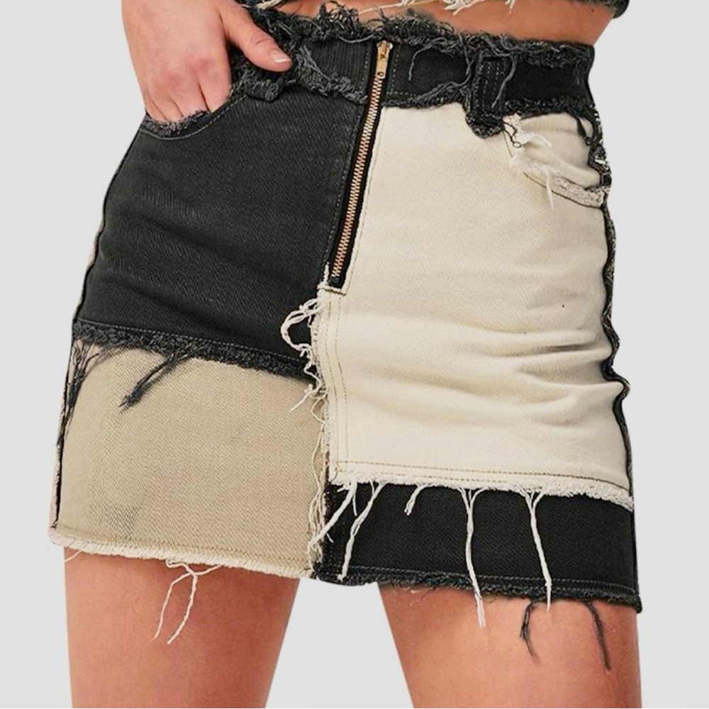 Trendy Patchwork Style Skirt